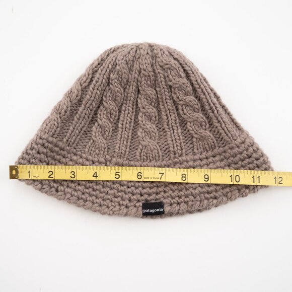 PATAGONIA unisex grey Cable Knit Beanie Wool winter bucket hat - Picture 5 of 7